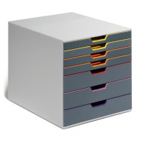 Schubladenbox VARICOLOR® 7, DIN A4, C4, 7 farbige Schubladen