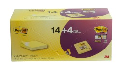 Haftnotiz Promotion, 76x76mm, 100 Blatt, gelb, 14 Blöcke + 4St S.Sticky gratis