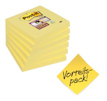 Haftnotiz Super Sticky Notes Promotion, 76 x 76 mm, gelb, 90 Blatt, 6 Blöcke